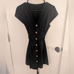 Cotton On Black Button-Front Mini Dress